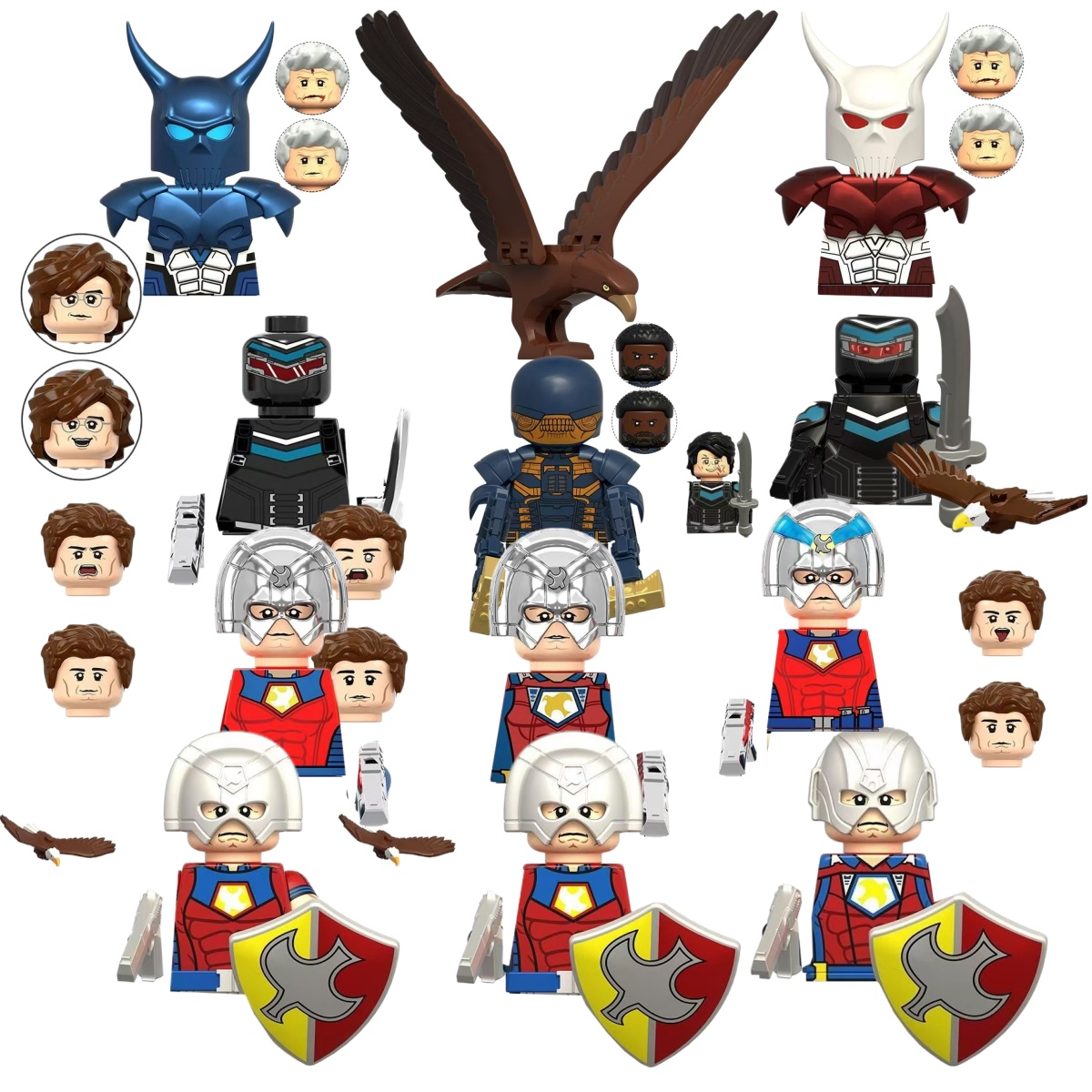 Lego Minifigure Holder - スーサイド・スクワッド ピースメーカー ブルードラゴン ホワイトドラゴン ブラッディ・ソルジャー ヴィジランテ