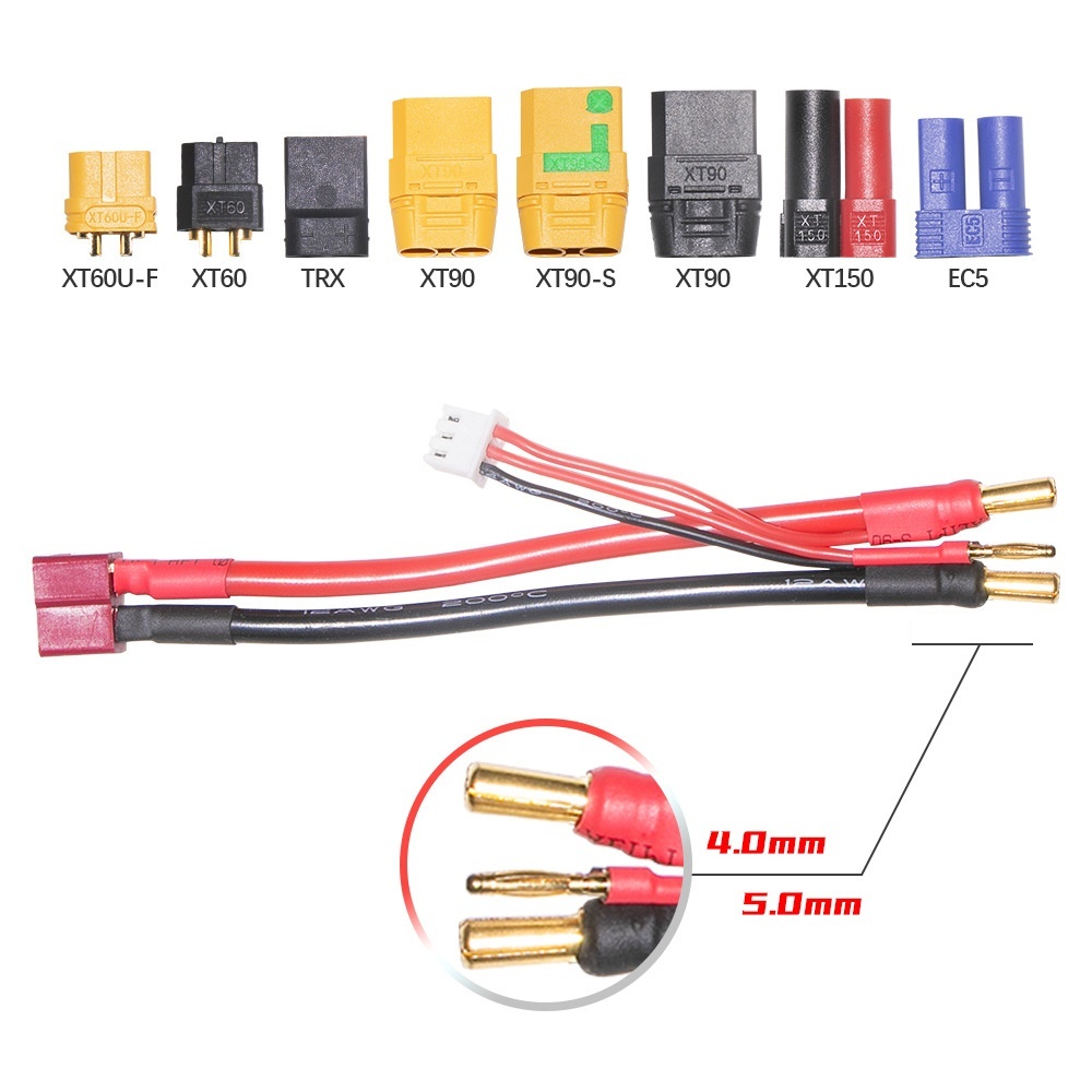 Tamiya Model Paint Set - リポリチウムバッテリー充電ワイヤー 2S 4MM/5MM 7.4v 7.6v バランスヘッド